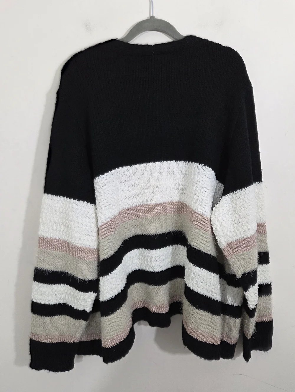 NWT Lane Bryant Multi-Yarn Striped Cardigan Knit Sweater Metallic Size 22/24
